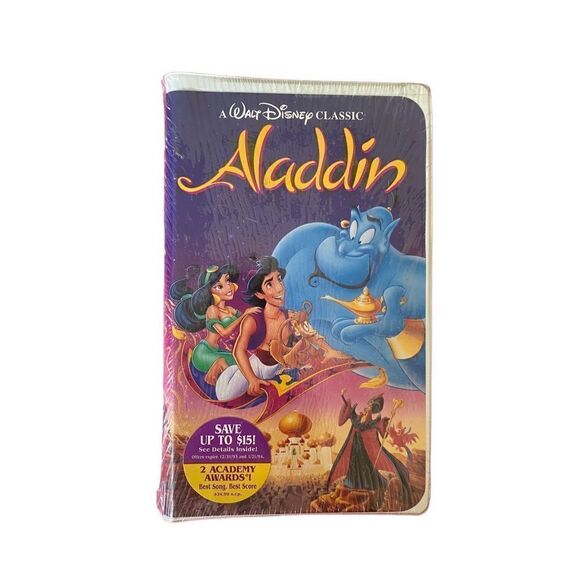Walt Disney Aladdin, sealed new VHS black diamond clamshell rare - Picture 1 of 3